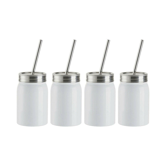 Craft Express 4 Pack 17oz Stainless Steel Sublimation Mason Jars with Straws.