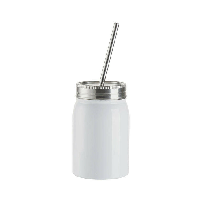 Craft Express 4 Pack 17oz Stainless Steel Sublimation Mason Jars with Straws.