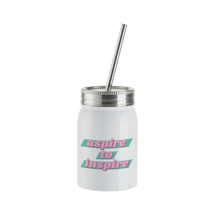 Craft Express 4 Pack 17oz Stainless Steel Sublimation Mason Jars with Straws.