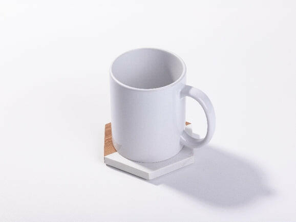 Craft Express 4 Pack Engravable Hexagonal Marble and Wood Coasters – 4" Laser-Ready.