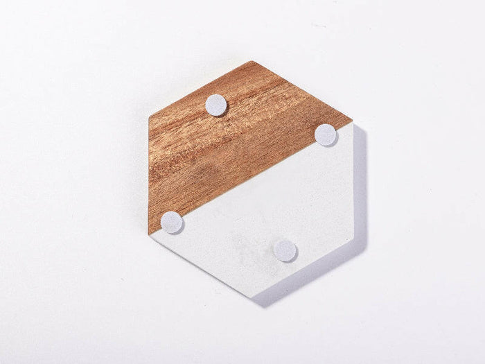 Craft Express 4 Pack Engravable Hexagonal Marble and Wood Coasters – 4" Laser-Ready.