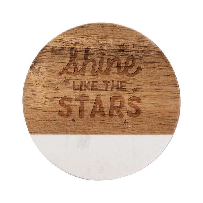 Craft Express 4 Pack Engravable Round Marble and Wood Coasters – 4" for Laser Projects.