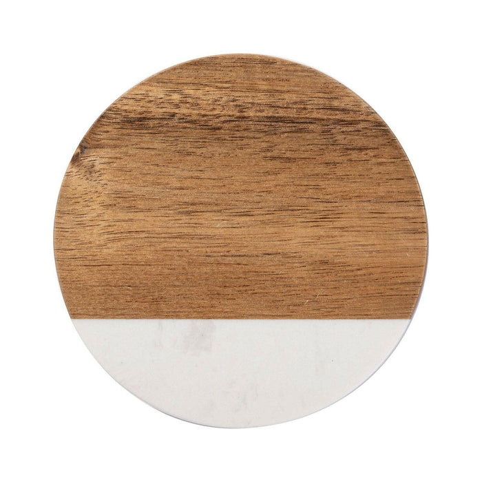 Craft Express 4 Pack Engravable Round Marble and Wood Coasters – 4" for Laser Projects.