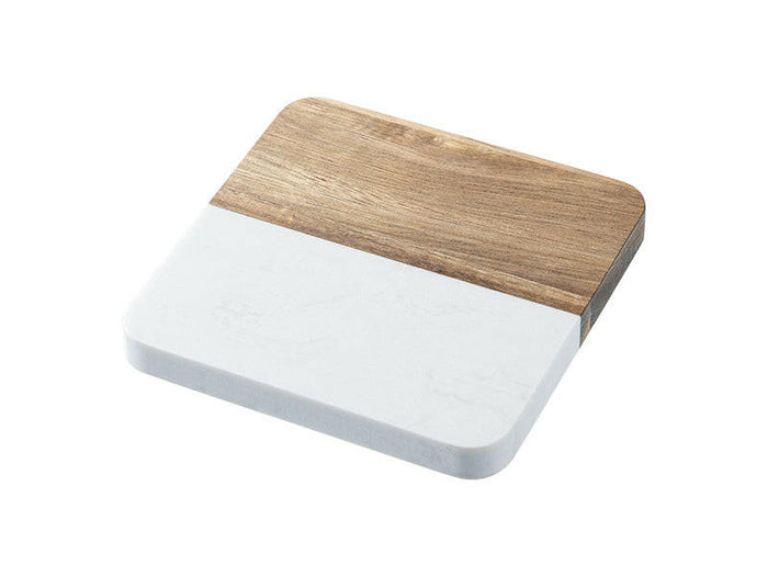 Craft Express 4 Pack Engravable Square Marble and Wood Coasters – 4"x4" Laser-Ready.
