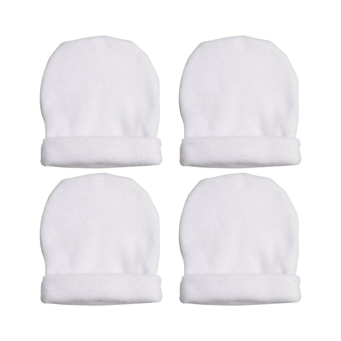 Craft Express 4 Pack Fleece Sublimation Baby Hats – Soft White Beanie Blanks.
