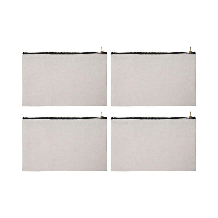 Craft Express 4 Pack Linen Sublimation Cosmetic Bags – 9"x6" with Zipper.
