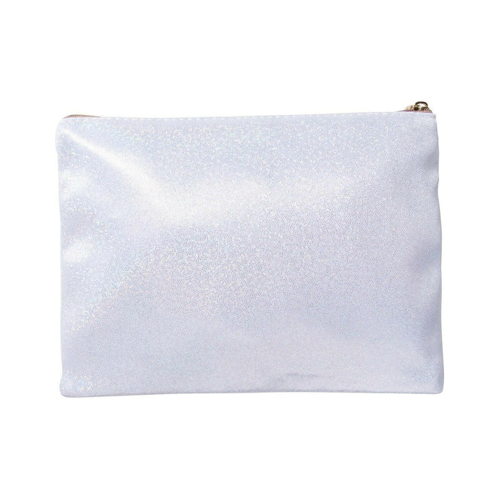Craft Express 4 Pack Shimmer Sublimation Cosmetic Bags – 9"x6" Glitter White with Zipper.