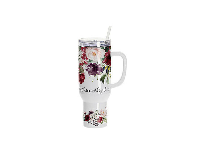 Craft Express 40oz White Travel Tumbler with Lid, Straw & Handle, Sublimation Ready