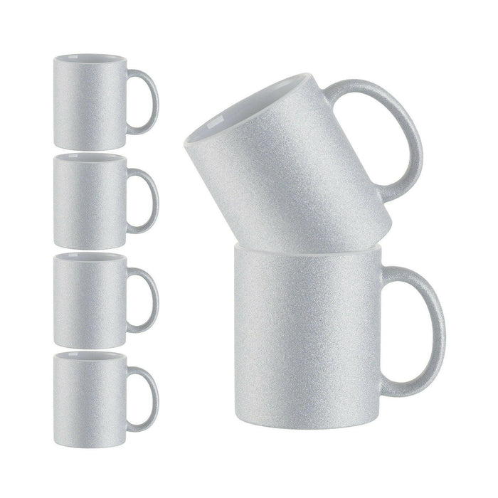 Craft Express 6 Pack 11oz Glitter Ceramic Sublimation Mugs – Sublimation-Ready Drinkware.