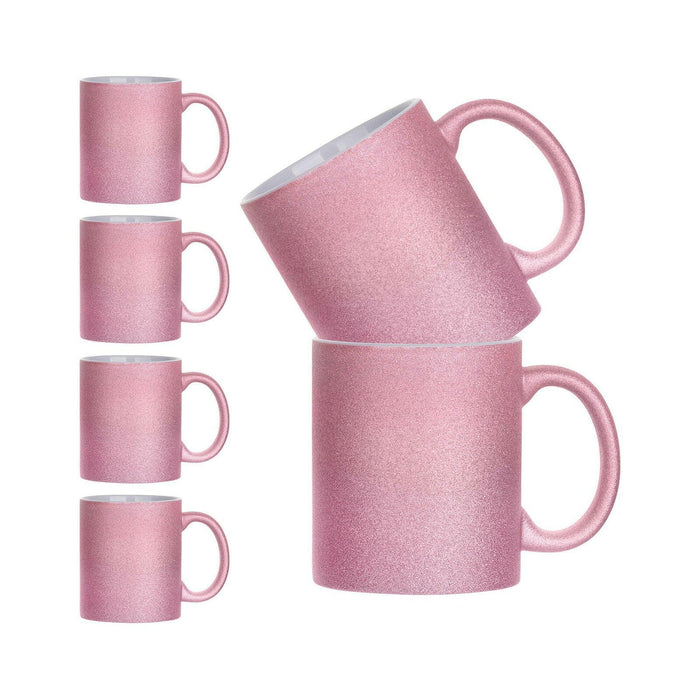 Craft Express 6 Pack 11oz Glitter Ceramic Sublimation Mugs – Sublimation-Ready Drinkware.