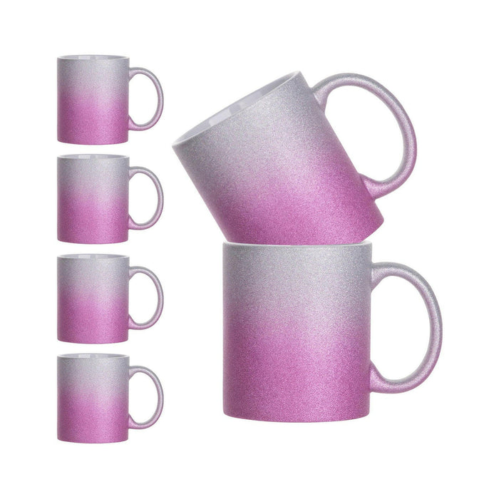 Craft Express 6 Pack 11oz Glitter Ceramic Sublimation Mugs – Sublimation-Ready Drinkware.