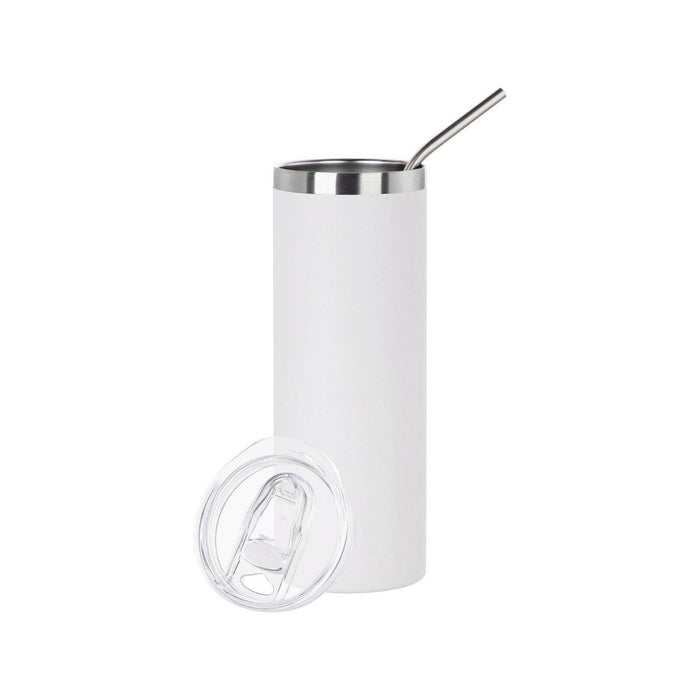 Craft Express 6 Pack Powder Coated Stainless Steel Tumblers with Straw & Lid.