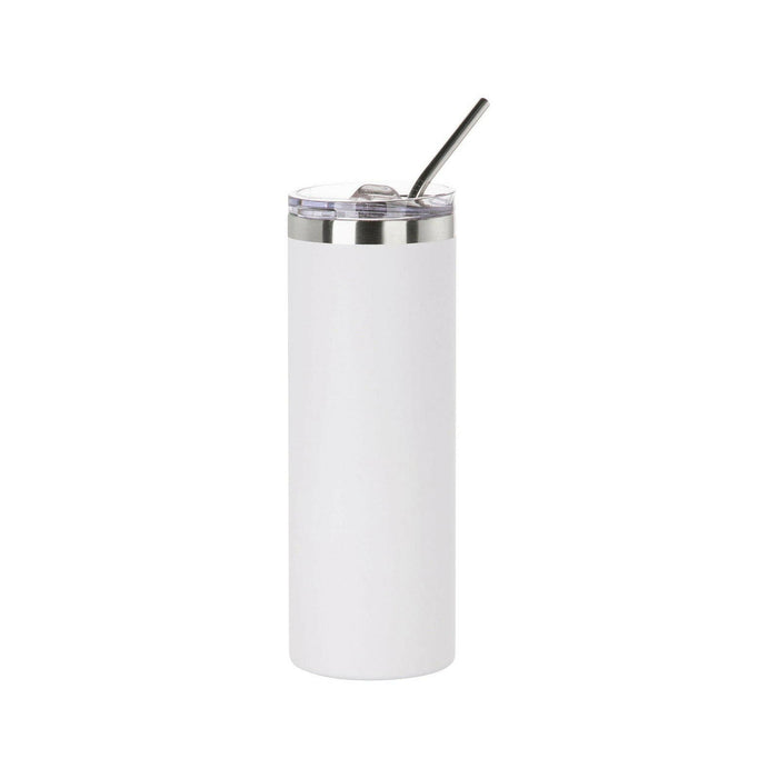 Craft Express 6 Pack Powder Coated Stainless Steel Tumblers with Straw & Lid.