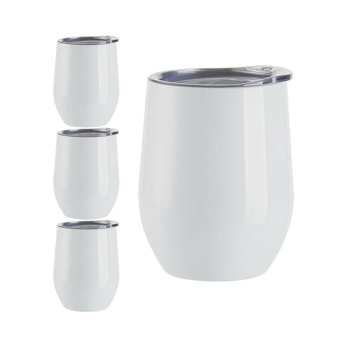 Craft Express 6 Pack Stainless Steel Sublimation Wine Tumblers – 12oz with Lids.