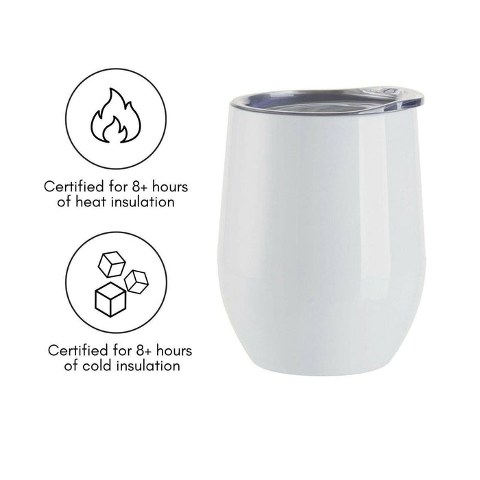 Craft Express 6 Pack Stainless Steel Sublimation Wine Tumblers – 12oz with Lids.
