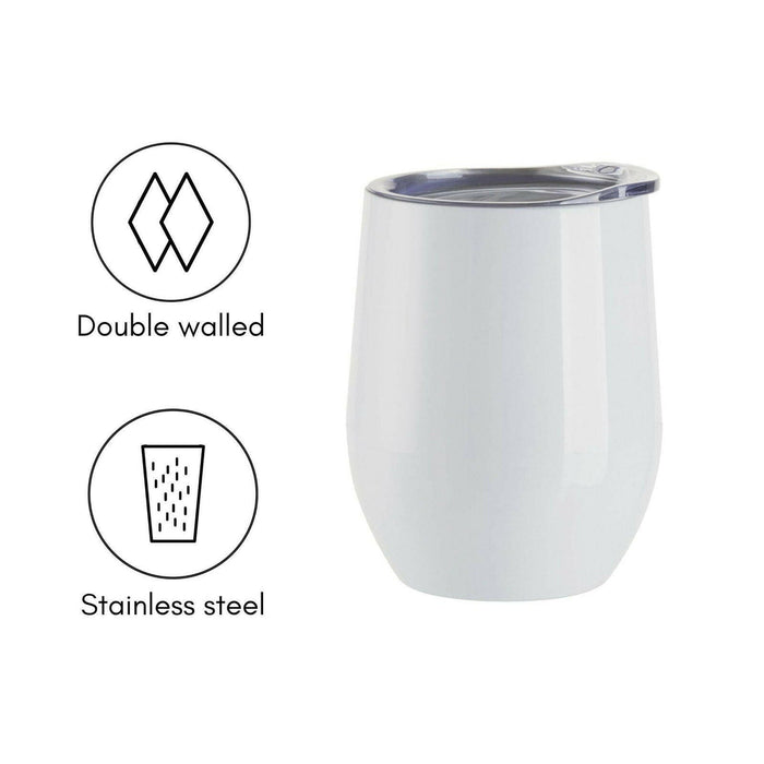 Craft Express 6 Pack Stainless Steel Sublimation Wine Tumblers – 12oz with Lids.