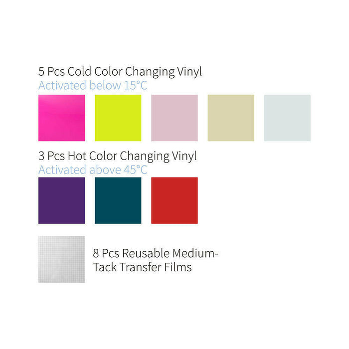 Craft Express 8 Pack Color-Changing Adhesive Vinyl Sheets – Heat & UV Reactive.