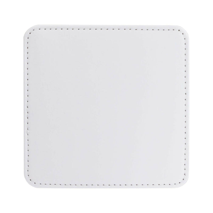 Craft Express 4 Pack Square Vegan Leather Sublimation Coasters – 4" x 4" White.