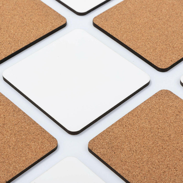 Craft Express 4-Pack White Square Coasters – Sublimation Hardboard Blanks.