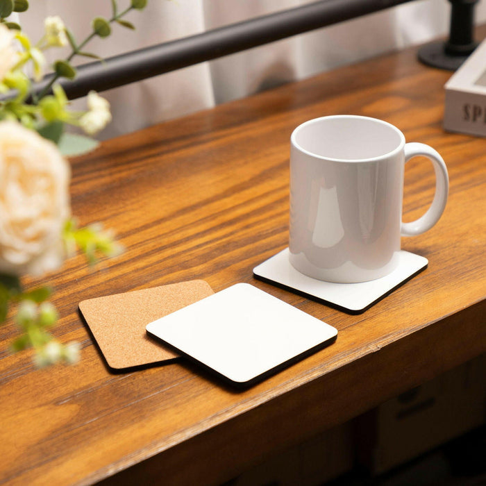 Craft Express 4-Pack White Square Coasters – Sublimation Hardboard Blanks.