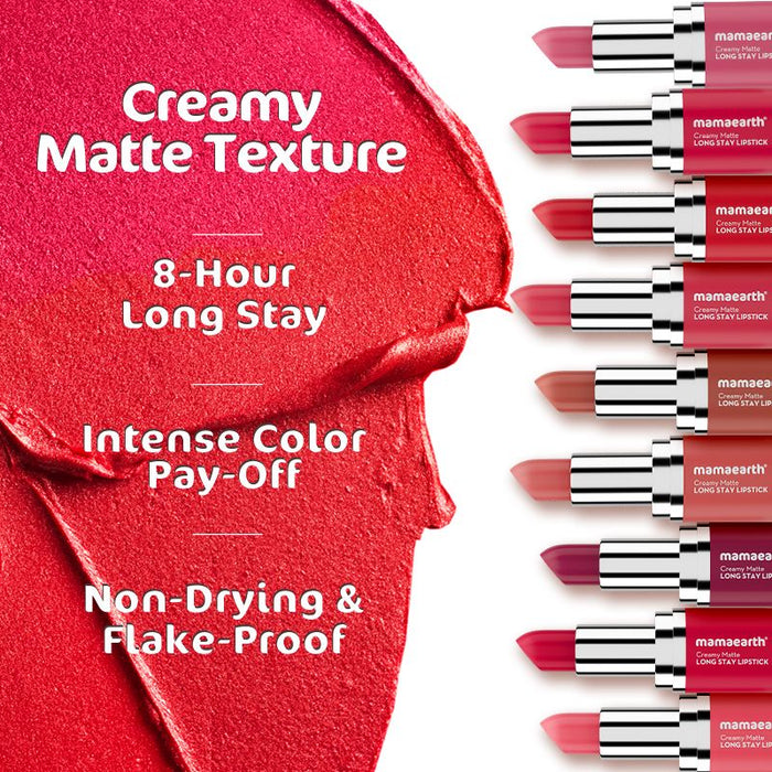 Creamy Matte Long Stay Lipstick with Murumuru Butter and Vitamin E  - 4.2g | Pink Camellia