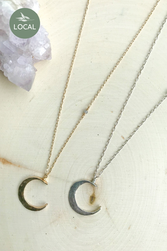Elysium Jewelry Crescent Moon Necklace - Gold and Silver