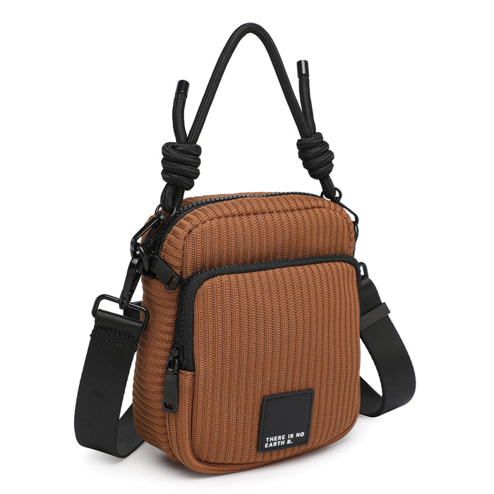 Curved sport crossbody bag with ribbed texture and mini pouch wholesale