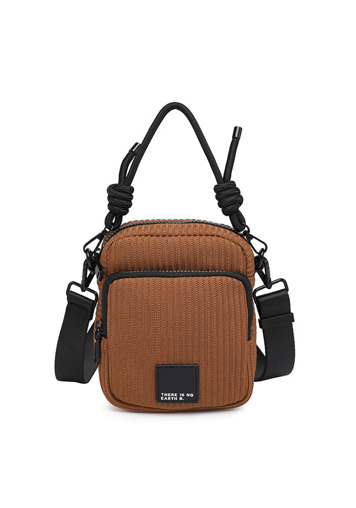 Curved sport crossbody bag with ribbed texture and mini pouch wholesale