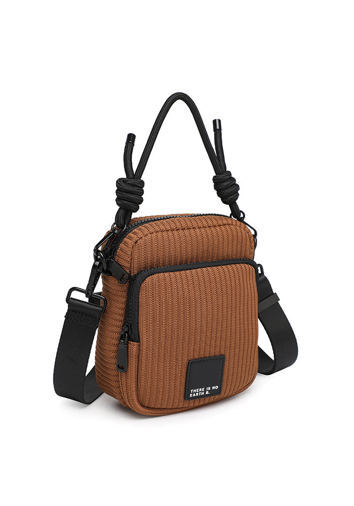 Curved sport crossbody bag with ribbed texture and mini pouch wholesale
