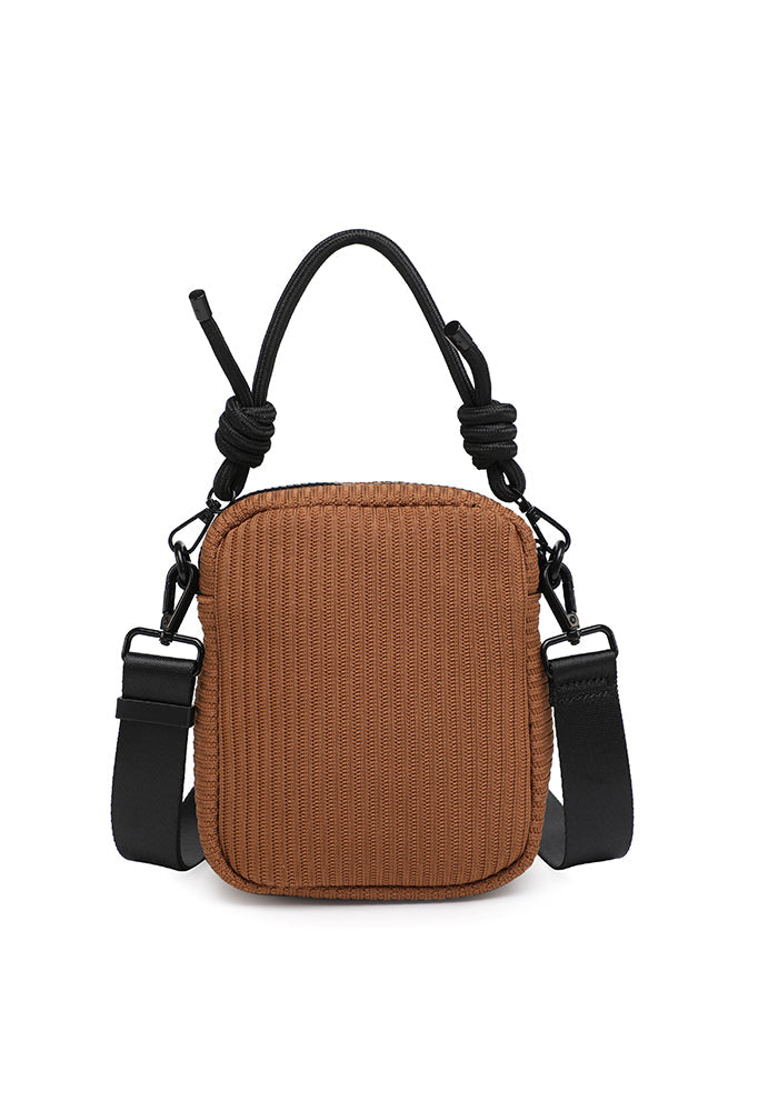 Curved sport crossbody bag with ribbed texture and mini pouch wholesale