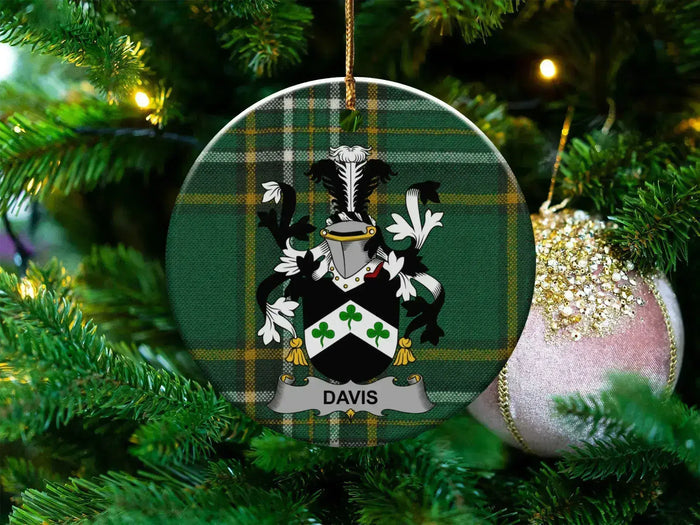 Davis Family Crest Christmas Tree Ornament