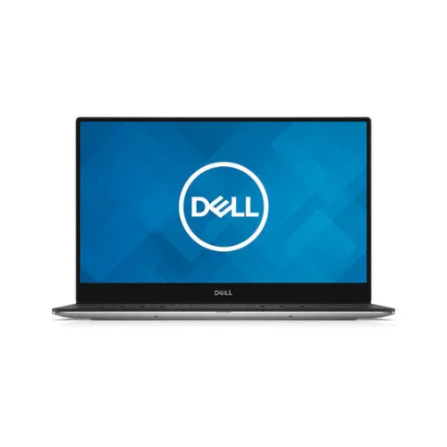 The Dell XPS 13 9360 i7 laptop is shown from the front, highlighting its slim bezel and sleek design. Its 13.3" QHD+ touchscreen displays the Dell logo on a blue background. Specs: 16GB RAM, 512GB SSD, Windows 11 Pro.