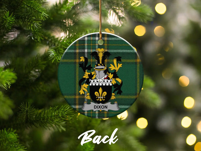 Dixon Coat of Arms on Plaid Background Ornament