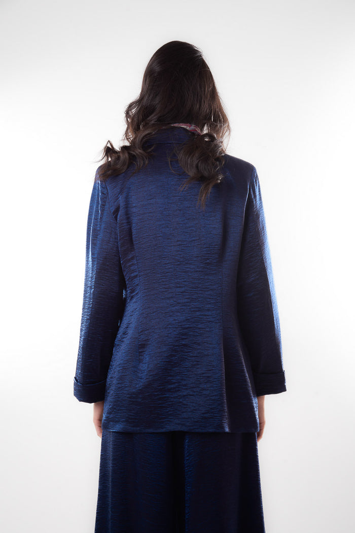 Double breasted satin effect relaxed blazer wholesale