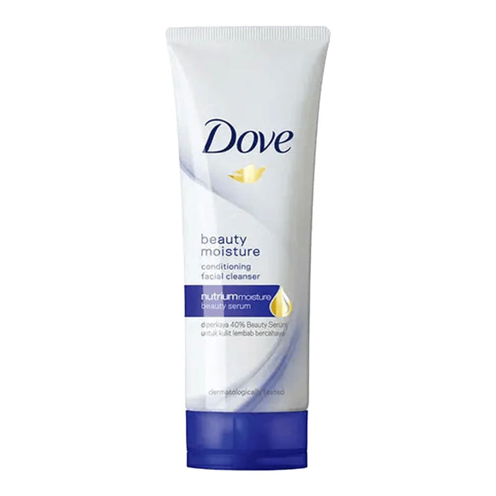 Dove Beauty Moisture facial cleanser, soap-free NutriumMoisture serum for gentle hydration on dry, sensitive skin, 100g tube