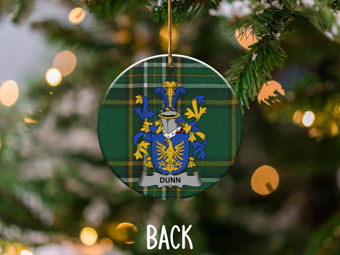 Dunn Irish family crest ceramic ornament, alternate view