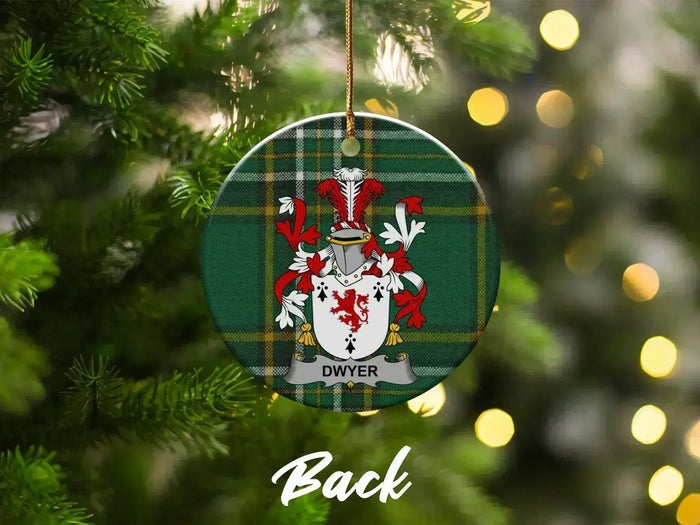 Custom Family Crest Plaid Christmas Tree Ornament