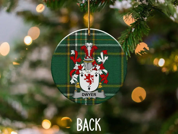 Dwyer Family Crest Plaid Christmas Ornament