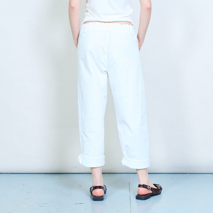 Elastic waist tapered cotton trousers with rolled hem wholesale