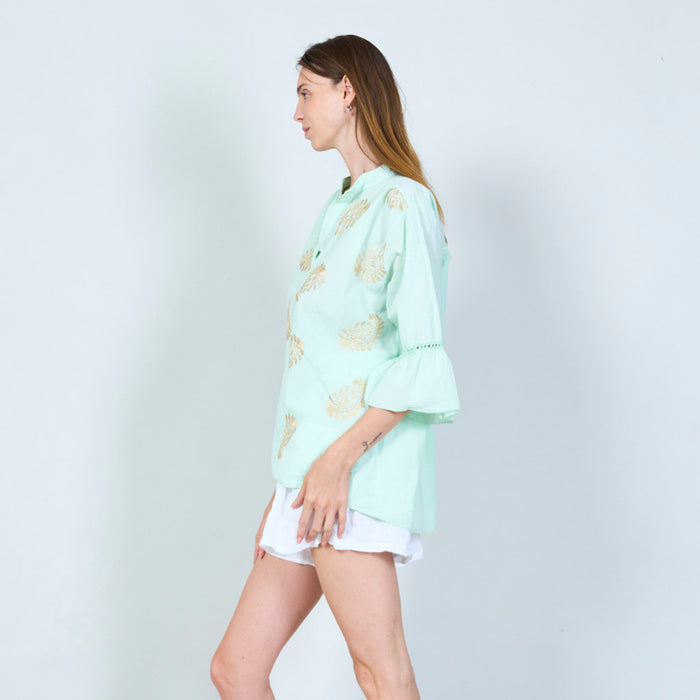 Elegant embroidered tunic with 3/4 sleeves wholesale