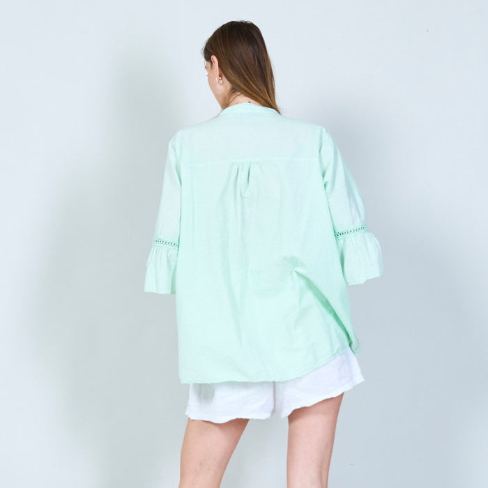 Elegant embroidered tunic with 3/4 sleeves wholesale