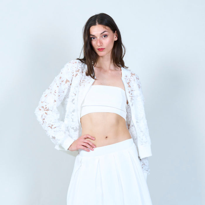 Elegant lace zip-up jacket wholesale