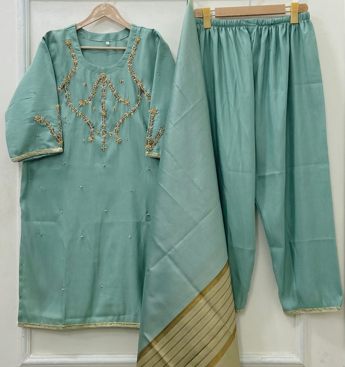 Festive Wear 3PC (Raw Silk) D-528