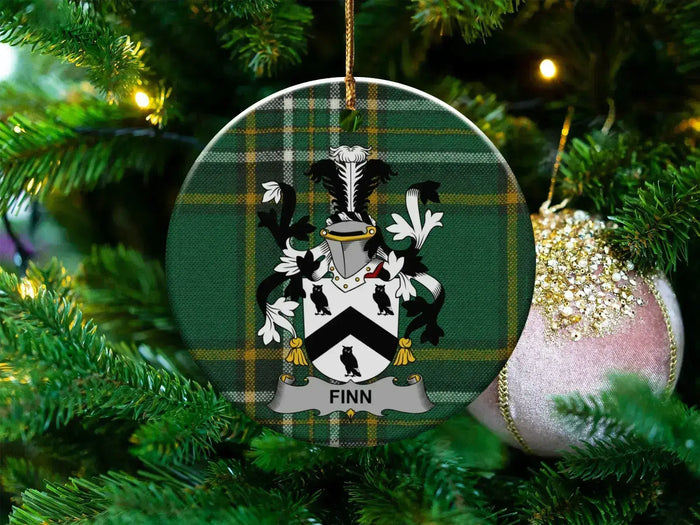 Custom Family Crest Plaid Design Holiday Ornament