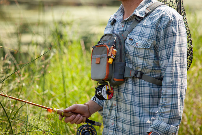 Guy Wearing Fishpond Canyon Creek Chest Pack