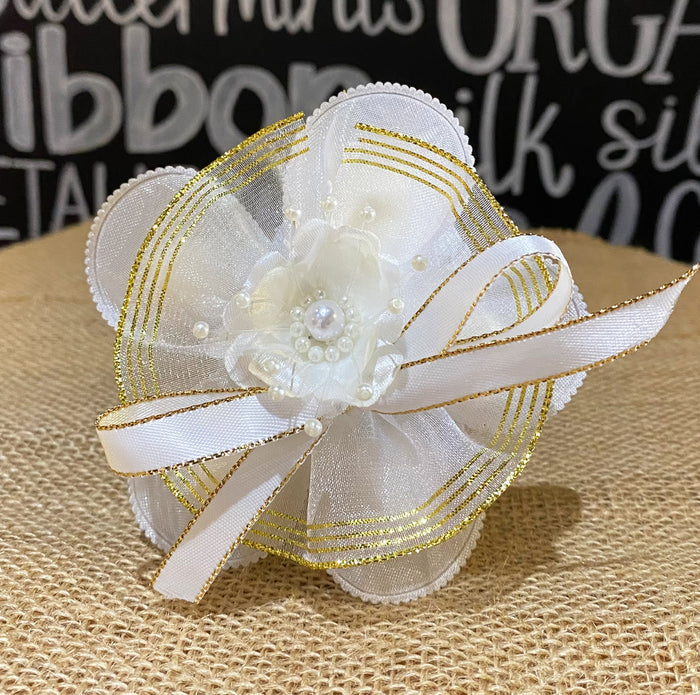 Flower Petal Almond Holder Ribbon (10 Yards) ivory