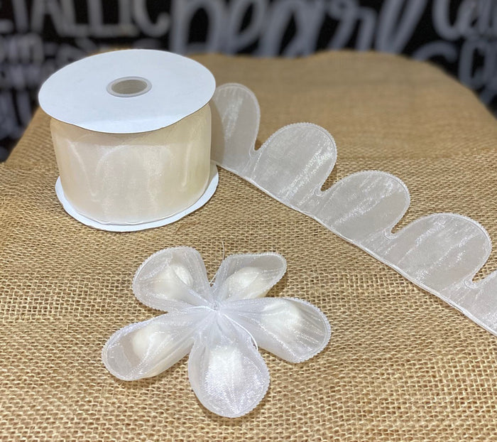 Flower Petal Almond Holder Ribbon (10 Yards) ivory
