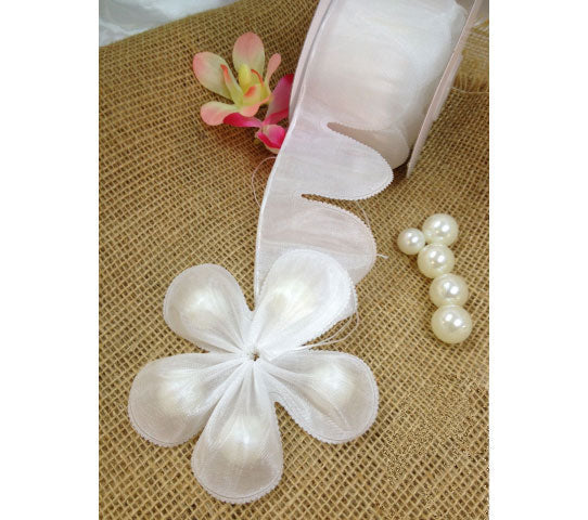 Flower Petal Almond Holder Ribbon (10 Yards) ivory