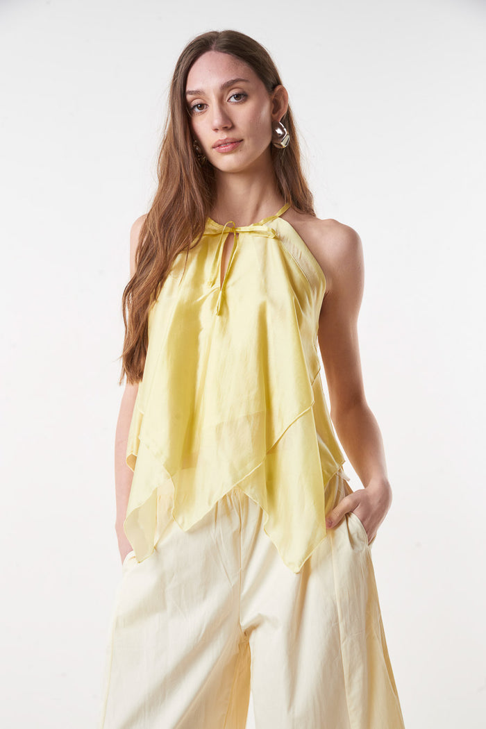 Flowy layered halter neck sleeveless blouse wholesale