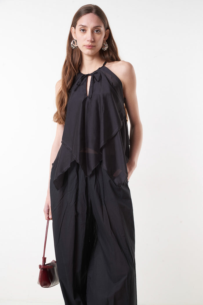 Flowy layered halter neck sleeveless blouse wholesale